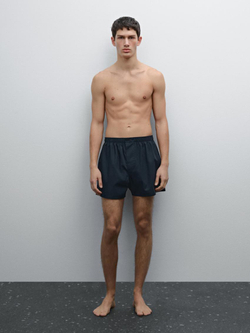 Massimo Dutti Трусы-боксеры из 100% хлопкового поплина, темно-синий