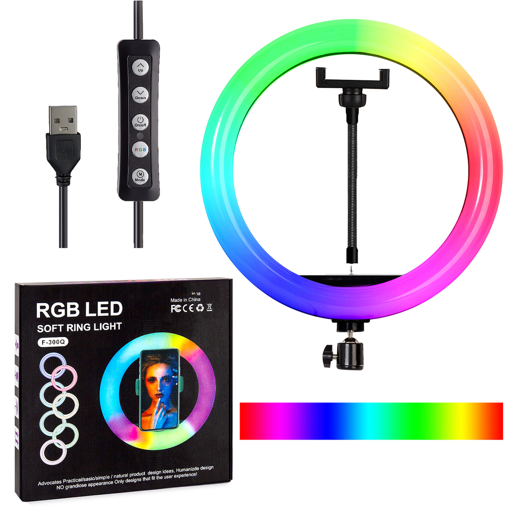 Кольцевая лампа для фото F-300Q 12" (31см) RGB