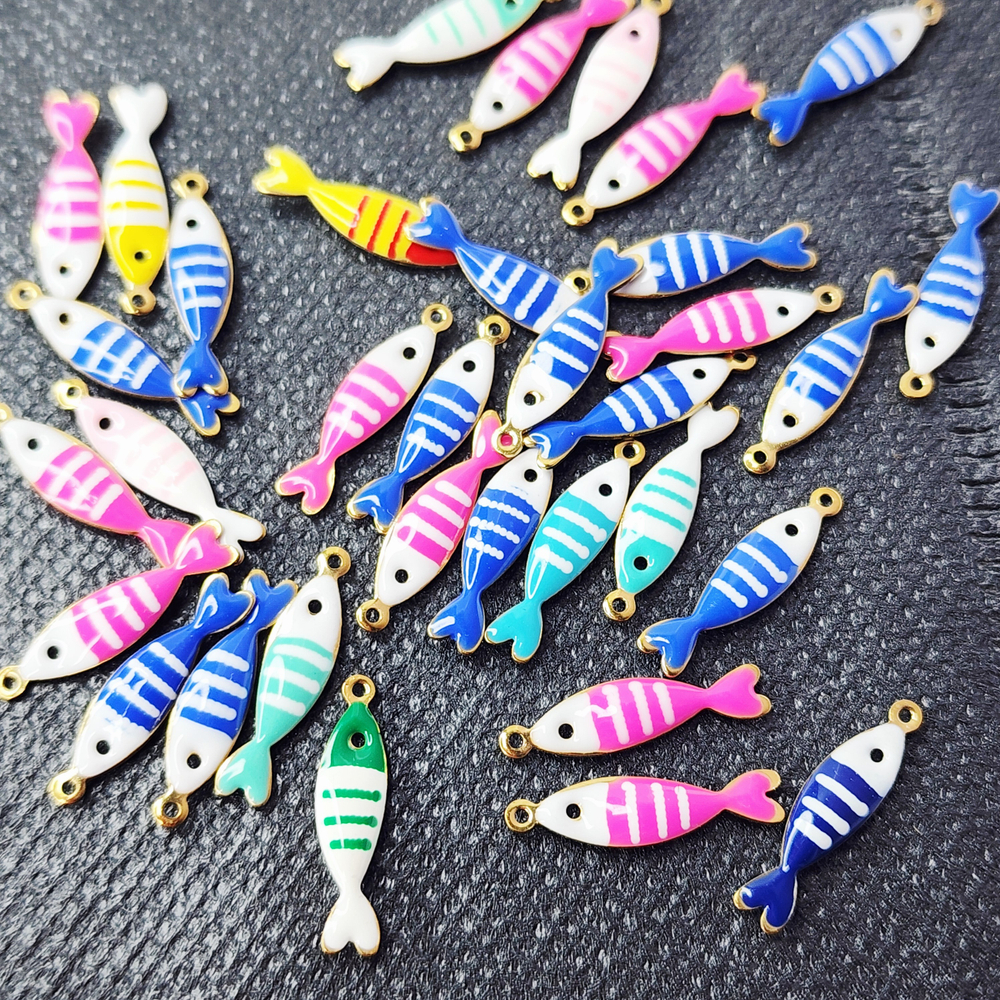 Подвеска, сталь, 2я позолота, желтая, красная рыбка, рыба, р-р 18мм