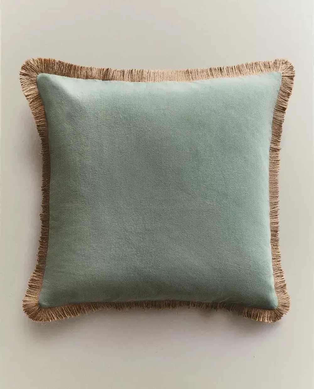 ZARA HOME НАВОЛОЧКА ДЛЯ ДЕКОРАТИВНОЙ ПОДУШКИ С БАХРОМОЙ ИЗ ДЖУТА, СИНИЙ