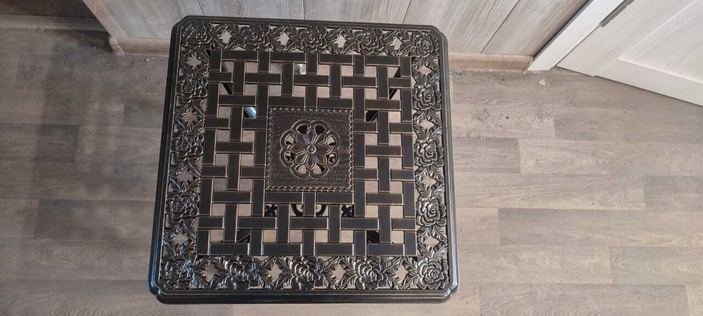 Стол квадратный из литого алюминия Белград «Belgrade» бронза 6365-1