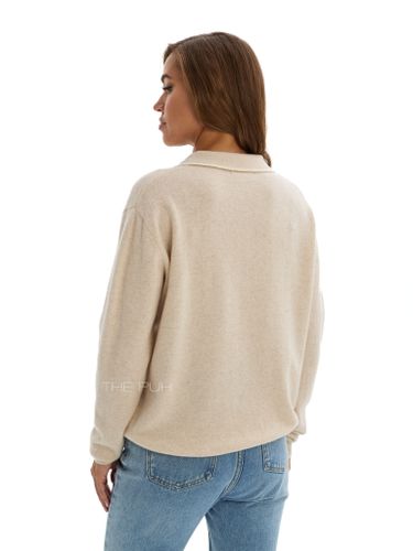 Бежевое поло с длинным рукавом из шерсти