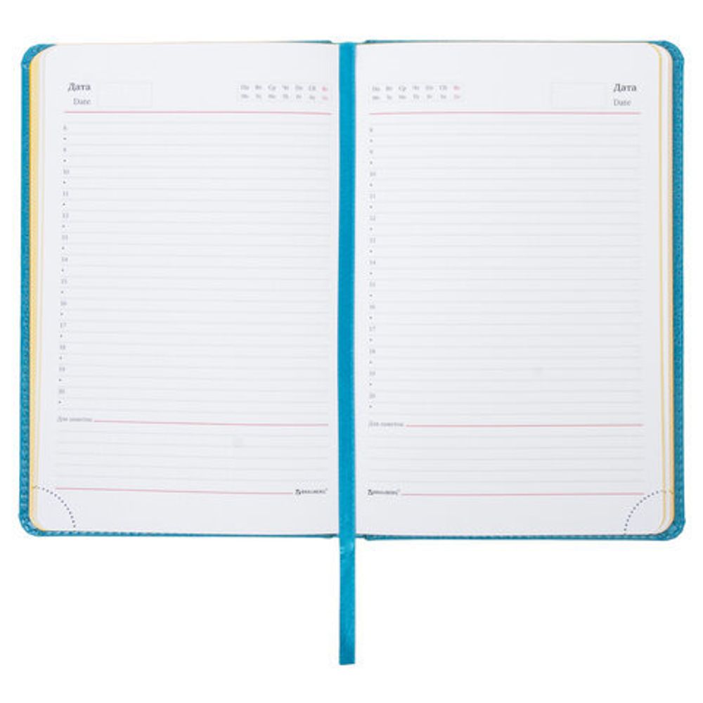 Ежедневник недатированный А5 138х213 мм BRAUBERG "Rainbow" под кожу, 136 л., бирюзовый, 111666