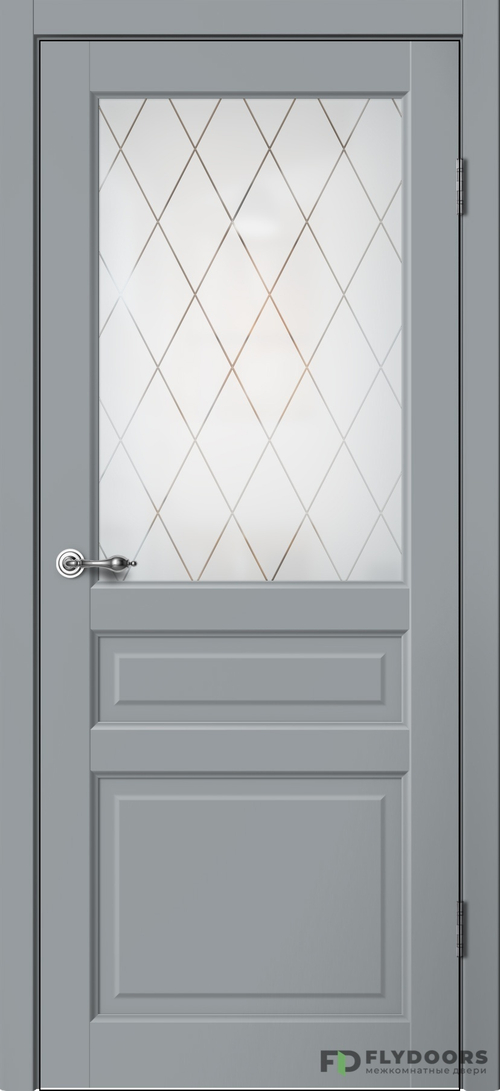 Межкомнатная дверь Classic C03 ПО (Английская решётка) Серый эмалит