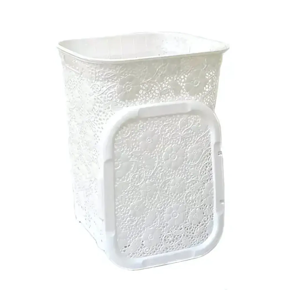 Корзина для белья 50л ажурная белая