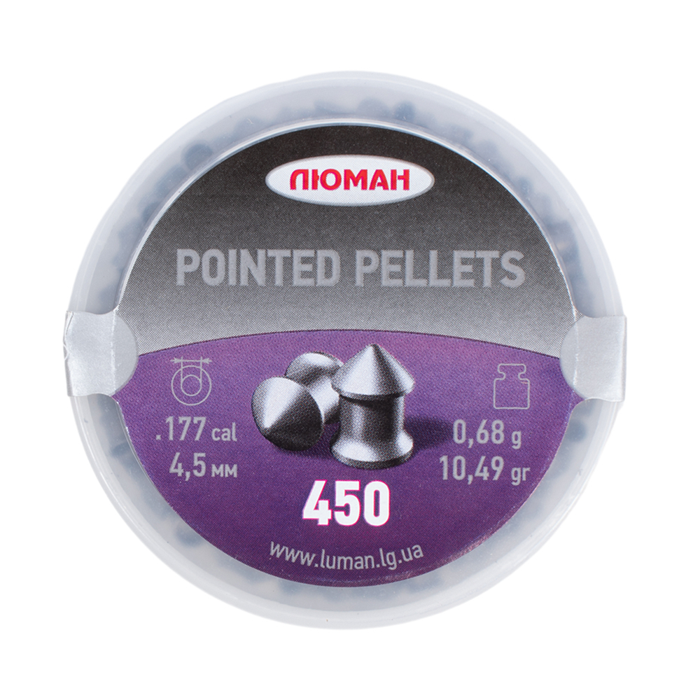 Пульки  "Pointed pellets"  к. 4,5 мм вес 0,68г (450 штук)