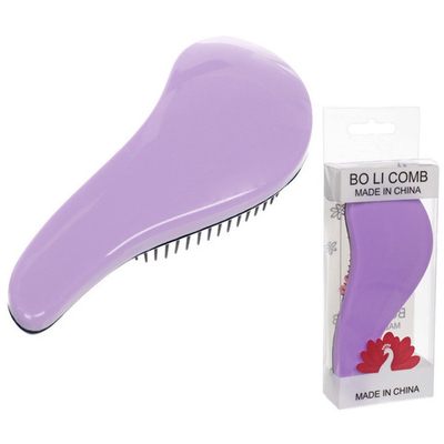 Расческа массажная «Компактная-капля», цвет сиреневый, в коробке, 15см