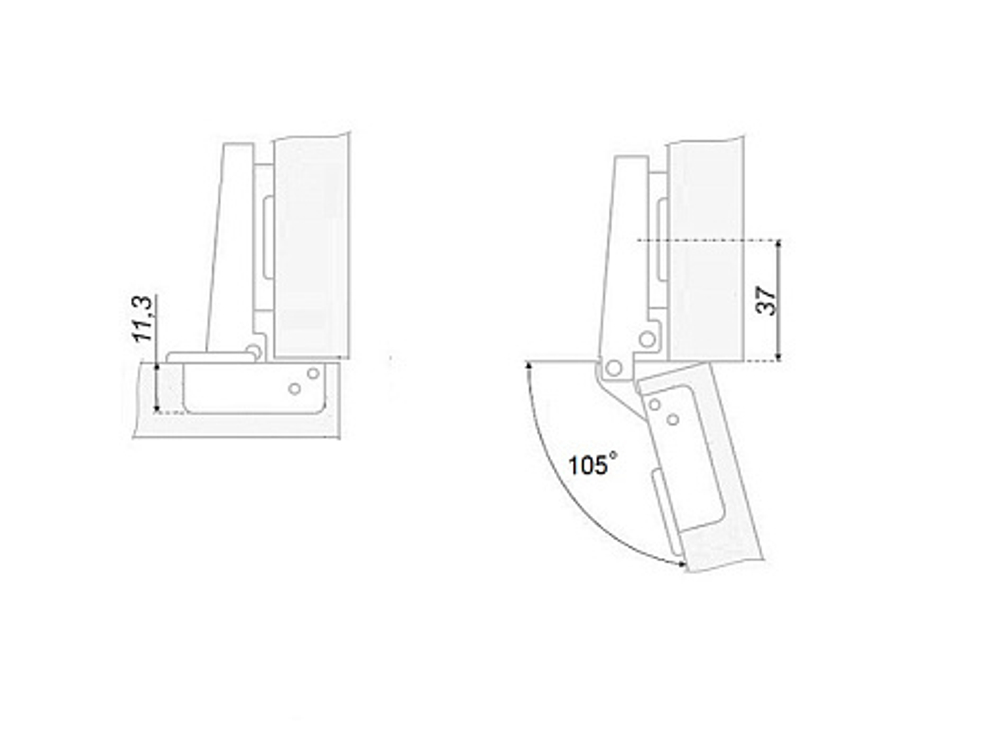Петля 105° накладная с отв пл H=2, 52гр LID