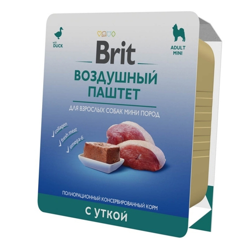 Воздушный паштет Brit для собак мелких пород, с уткой, 100 г