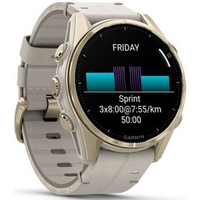 Смарт-часы Garmin Fenix 8 - 43 мм, AMOLED, Sapphire золотистый корпус, силиконовый и кожаный ремешок