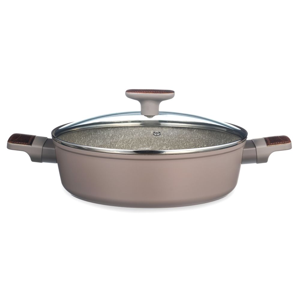 СОТЕЙНИК СО СТЕКЛ. КРЫШКОЙ И АНТИПРИГАРНЫМ ПОКРЫТИЕМ PFLUON MARBLE, 26*7,5 СМ