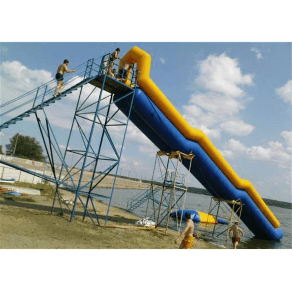 Надувная прямая водная горка для вышки (опоры) «Стрела» с двумя ступенями 12*2,5*5 м