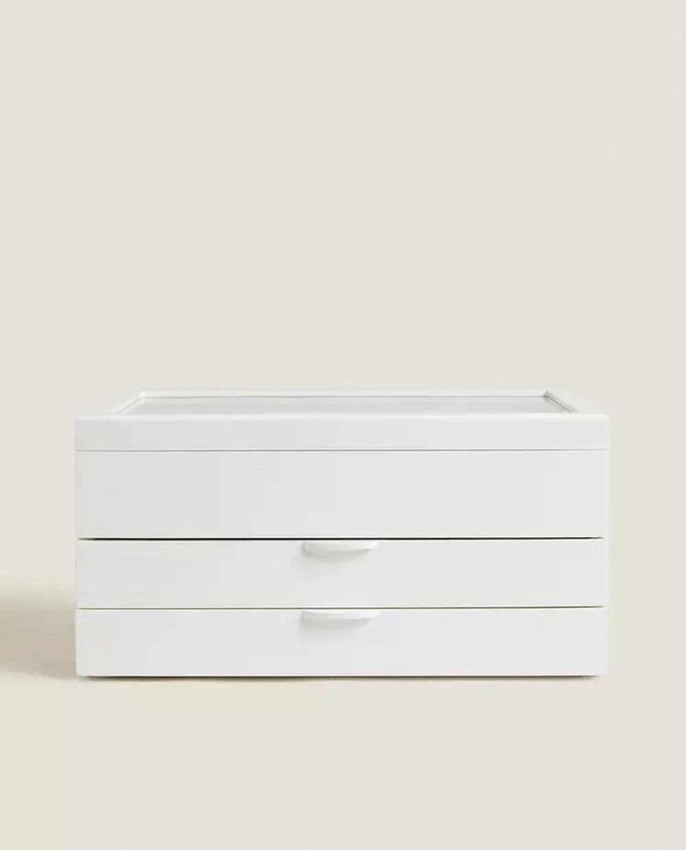 ZARA HOME ЛАКИРОВАННАЯ ШКАТУЛКА ДЛЯ УКРАШЕНИЙ С ВЫДВИЖНЫМИ ЯЩИКАМИ, БЕЛЫЙ