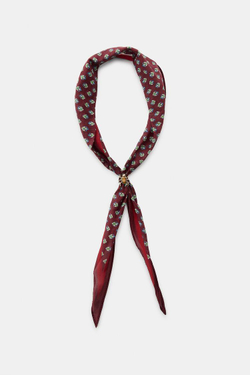 ZARA УЗОРЧАТАЯ БАНДАНА ИЗ ШЕЛКА С ПАУКОМ, БУРГУНДИ