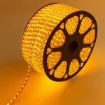 Лента светодиодная 220В, SMD2835, 4,8Вт/м, 60 LED/м, Желтый, 10х7мм, 100м, с кабелем питания, IP67 N