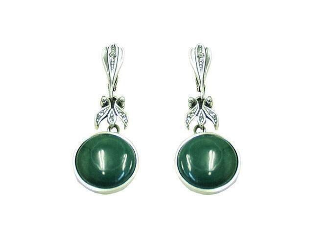 "Бенефис" серьги в серебряном покрытии из коллекции "Самоцветы" от Jenavi с английским замком