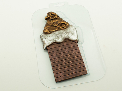 Пластиковая форма для шоколада "Санта на трубе"