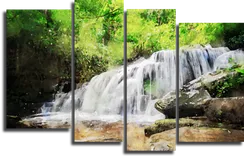 Модульная картина "Водопад акварелью"