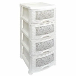 Комод 4 секции без декора Ажур бел/мрам