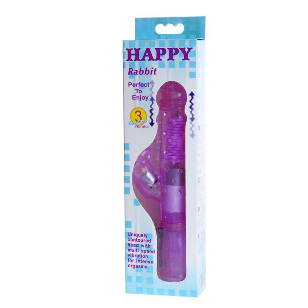 Фиолетовый хай-тек вибратор Happy Bunny - 22,5 см. (Цвет: фиолетовый)