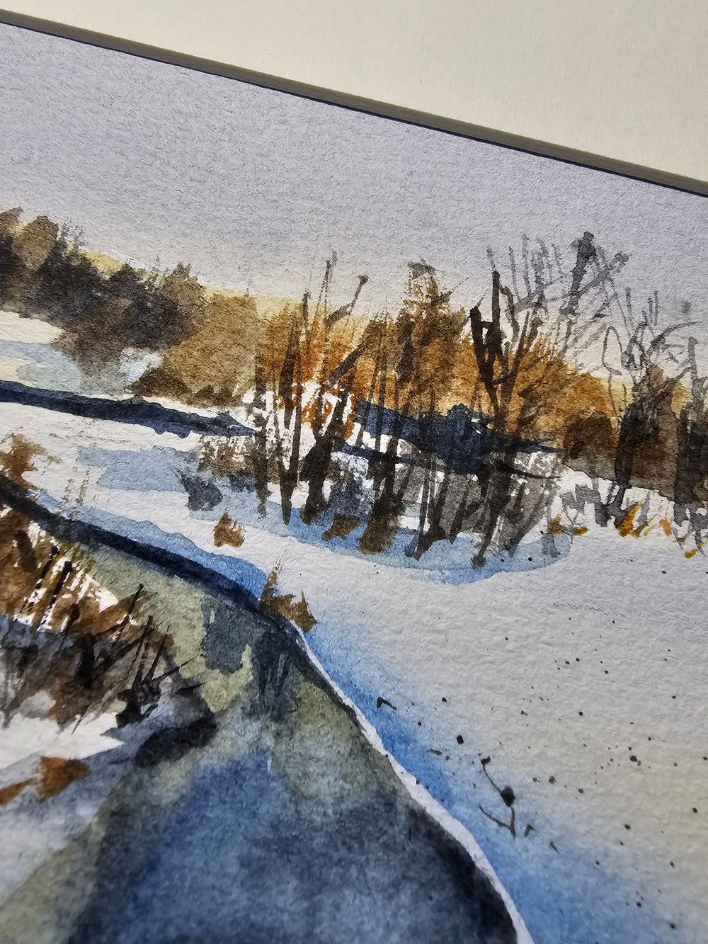 Картина авторская акварельная в паспарту 21х30 см на стену для интерьера "Орша в апреле"