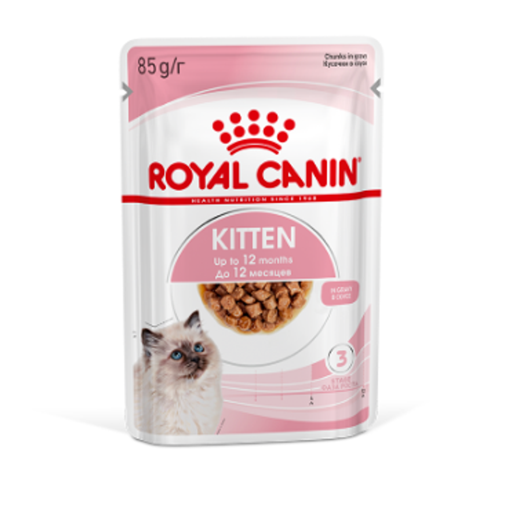 Royal canin kitten 85 г пауч влажный корм мелкие кусочки в соусе для котят в возрасте до 12 месяцев