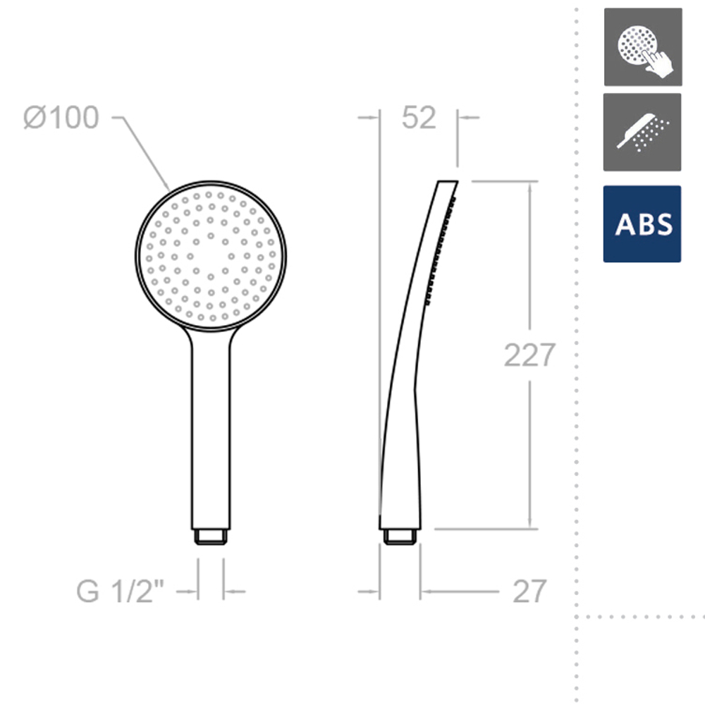 Душевая лейка 100мм 1 режим ABS 3520T1