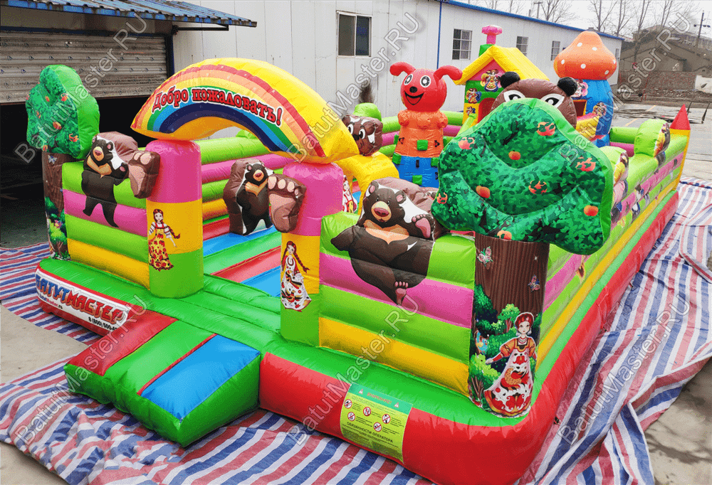 Коммерческий надувной батут "Маша и Миша" 10*6*3 м