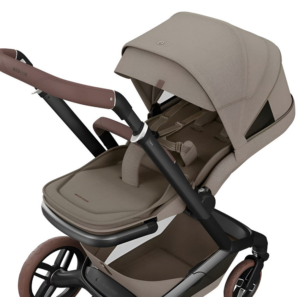 Детская коляска Maxi-Cosi Fame 3 в 1 с автокреслом CabrioFix Essential green Twillic Truffle/Трюфель(беж)