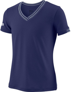 Футболка для девочки теннисная Wilson G Team V-Neck - blue depths