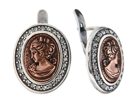 "Глафира" серьги в серебряном покрытии из коллекции "Пальмира" от Jenavi  с английским замком
