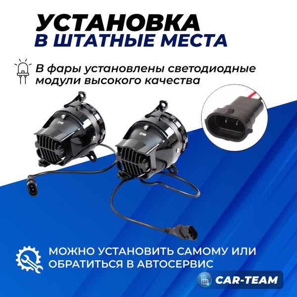 Противотуманные фары (ПТФ) "ZMB" лазерные с Bi-LED модулем на Лада Приора, Шевроле Нива (2123), Газель WD-021