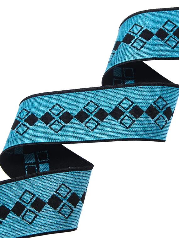 Резинка широкая, 40 мм, ромбы, голубой