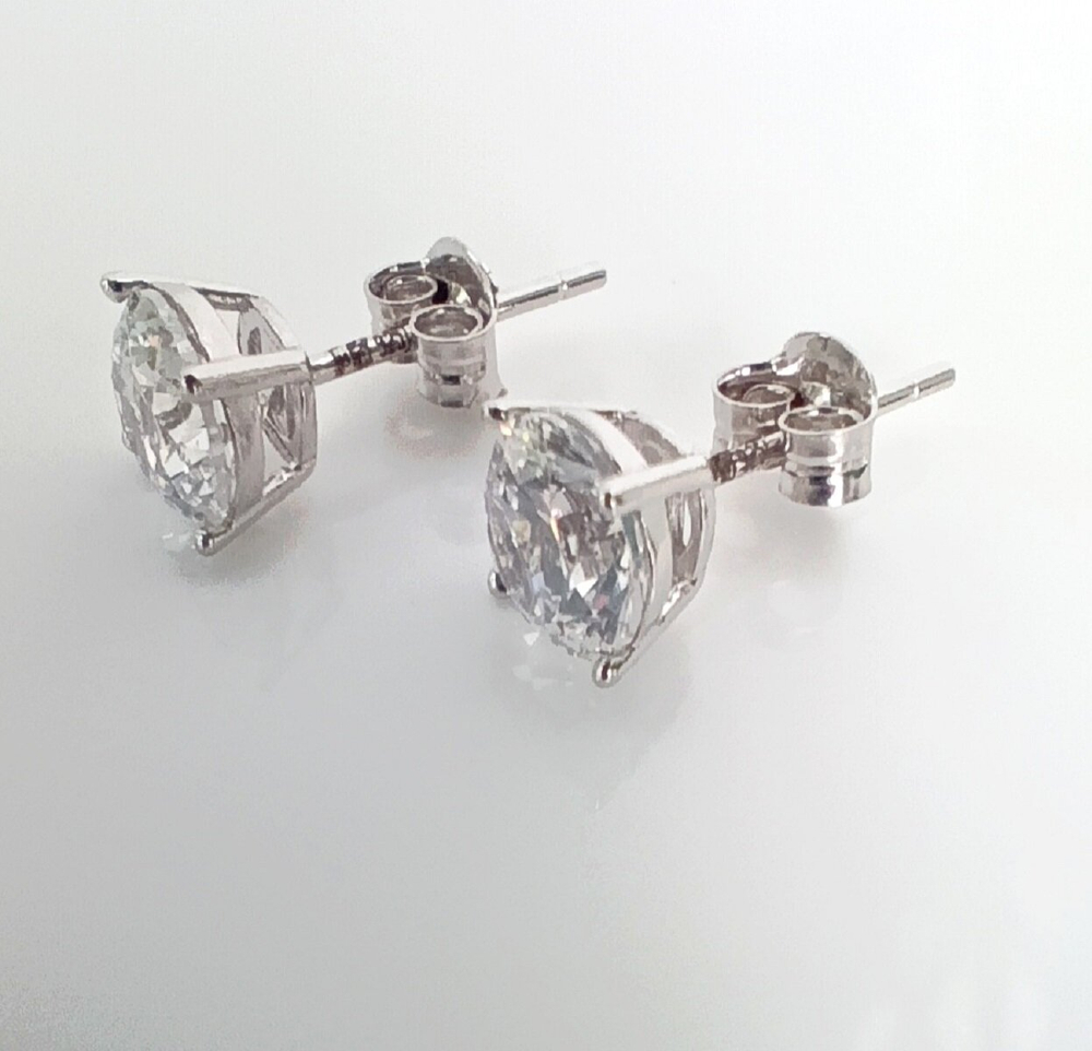 Серьги пусеты "Эстерелла", серебро 925, родированные, с фианитом/Ф