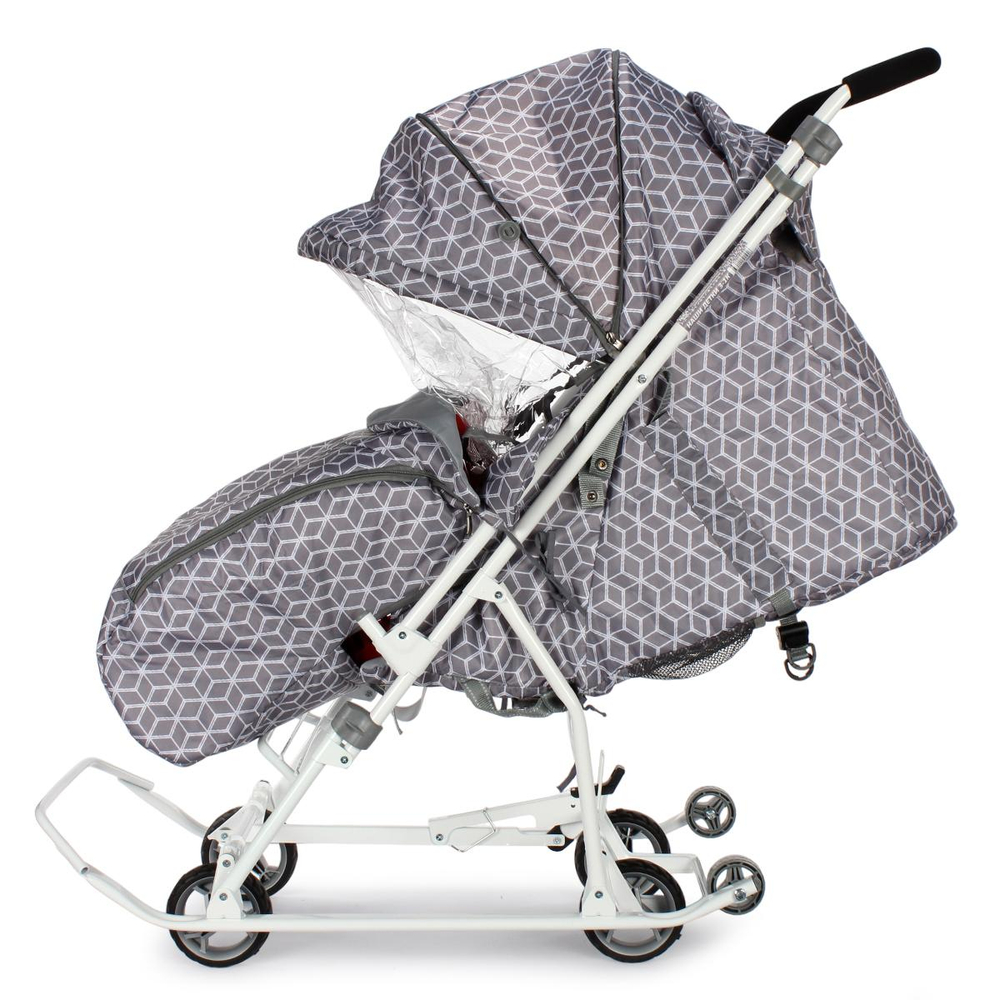Санки-коляска "Наши Детки 3-1К" с ромбиками серый