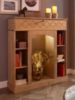 Камин-стеллаж Абау 1 ящик с подсветкой, натуральный