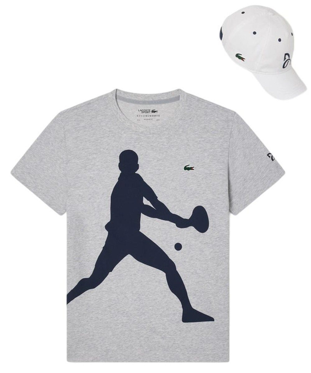 Мужская теннисная футболка Lacoste Tennis X Novak Djokovic Set - серый
