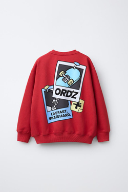 ZARA ТОЛСТОВКА С ЛОГОТИПОМ, КРАСНЫЙ