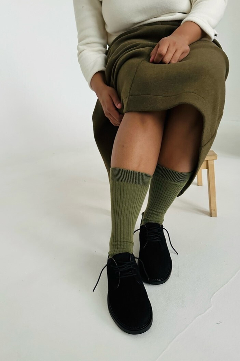 Носки из хлопка травяного цвета