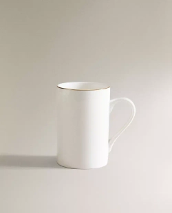 ZARA HOME ФАРФОРОВАЯ КРУЖКА С ЗОЛОТОЙ КАЙМОЙ, ЗОЛОТИСТЫЙ