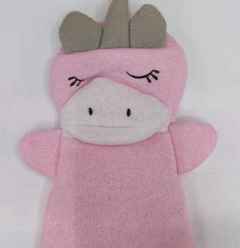 Мочалка-варежка для тела детская «Water Magic - Единорожек Люси», цвет розовый, 17*24 см (ZIP пакет)