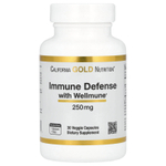California Gold Nutrition, Immune Defense с Wellmune®, добавка для поддержки иммунитета, бета-глюкан, 250 мг, 30 растительных капсул