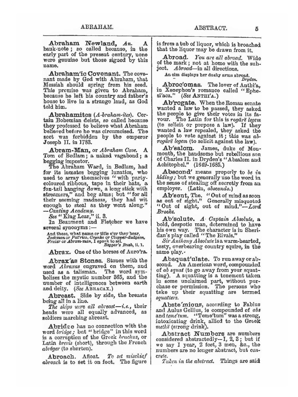 Dictionary of Phrase and Fable. Giving the Derivation, Source, or Origin of Common Phrases, Alusions, and Words that have a Tale to Tell Part 1 | Brewer Ebenezer Cobham