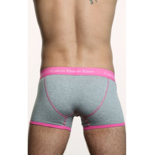 Мужские трусы боксеры серые с розовой окантовкой Calvin Klein 365 Grey Pink