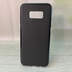 Силиконовый чехол Матовый с глянцевыми краями для Samsung Galaxy S8 Plus (Чёрный)