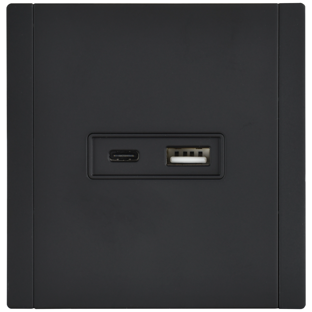 FORTE&PIANO Розетка USB A+C 3,1А FP150M металл черный IEK