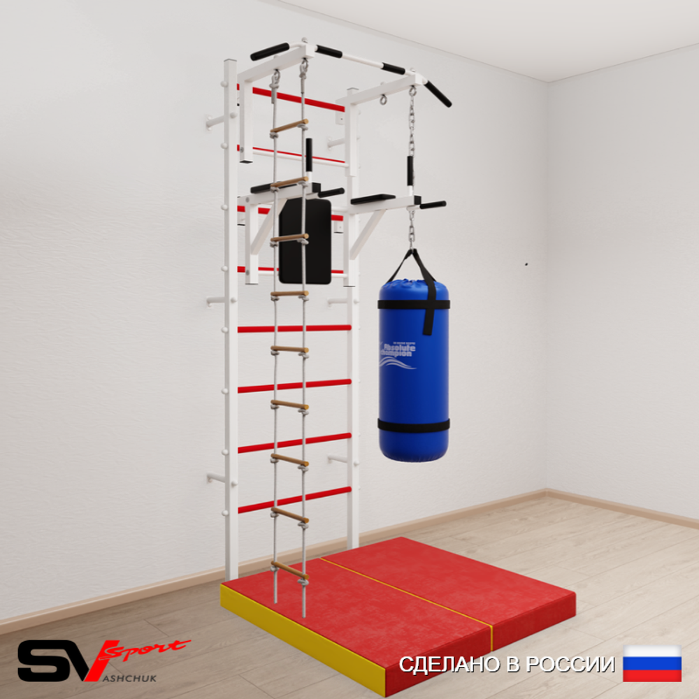 Шведская стенка Sv Sport 5725 (Турник стандарт/Брусья/Лестница/Цепь/Мешок 15кг/Мат 1м)
