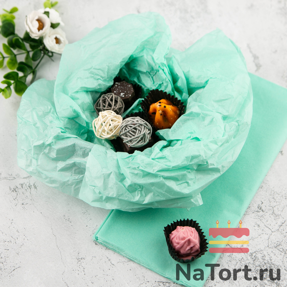 Бумага упаковочная тишью, Мятная 50х66 см (10 листов)