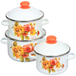 Набор эмалированной посуды 6 пр, кастрюли 2,3,4 л, Сиб товары, Весна 15, N15B77