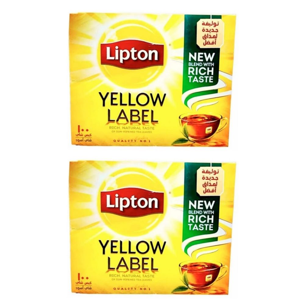 Чай черный Lipton Yellow label в пакетиках, 100 шт x 2 уп